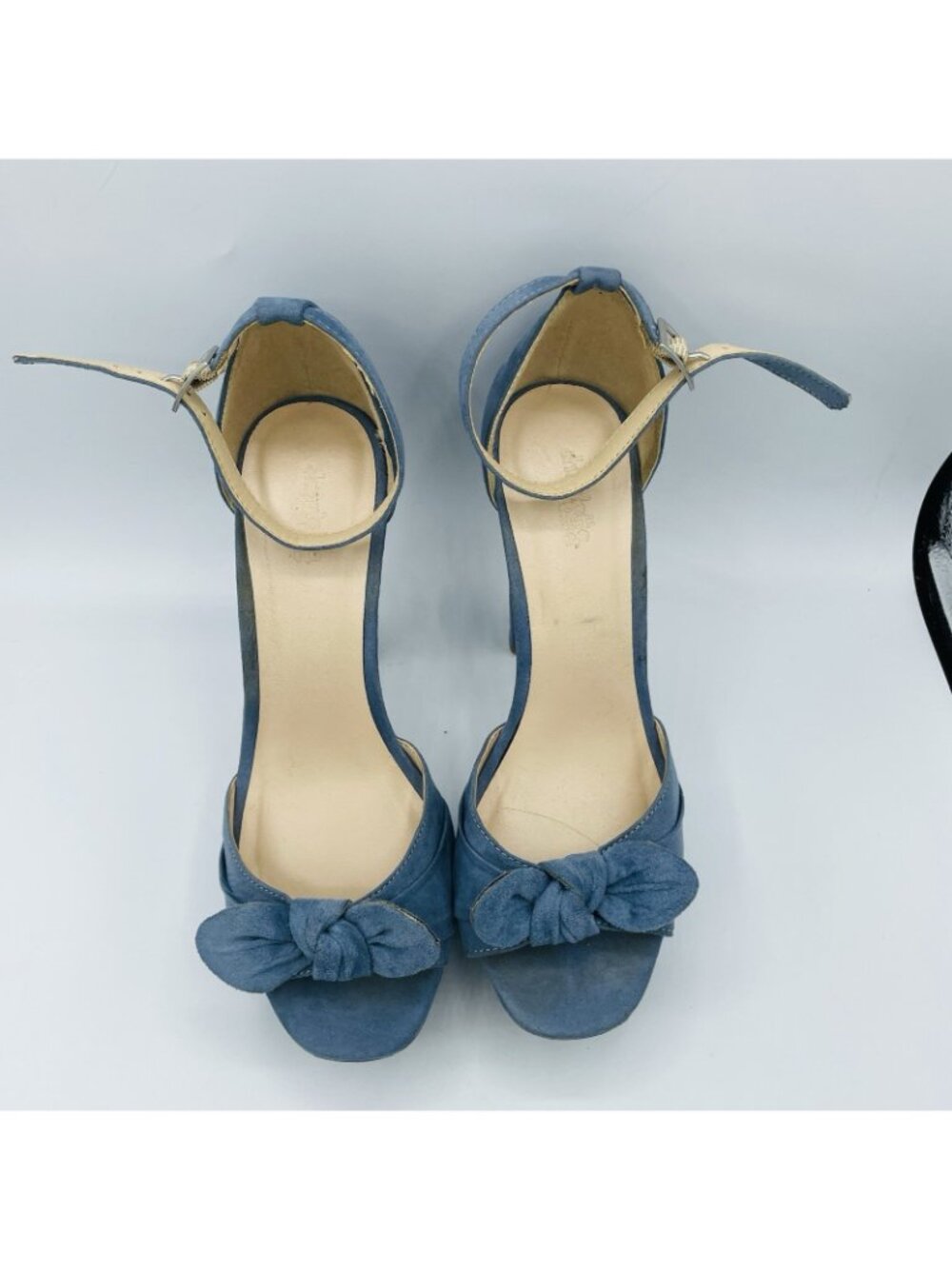 Charlotte Russe Womens High Heels Size 8 Blue Ankle Strap Bow Sandals Shoes - Picture 5 of 11